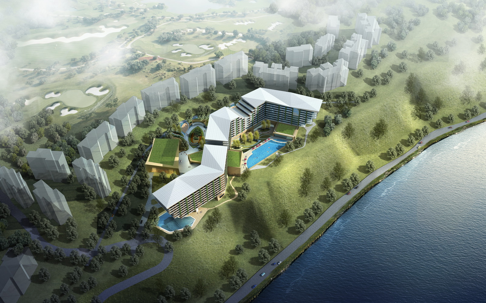 现代山地酒店SU模型-3