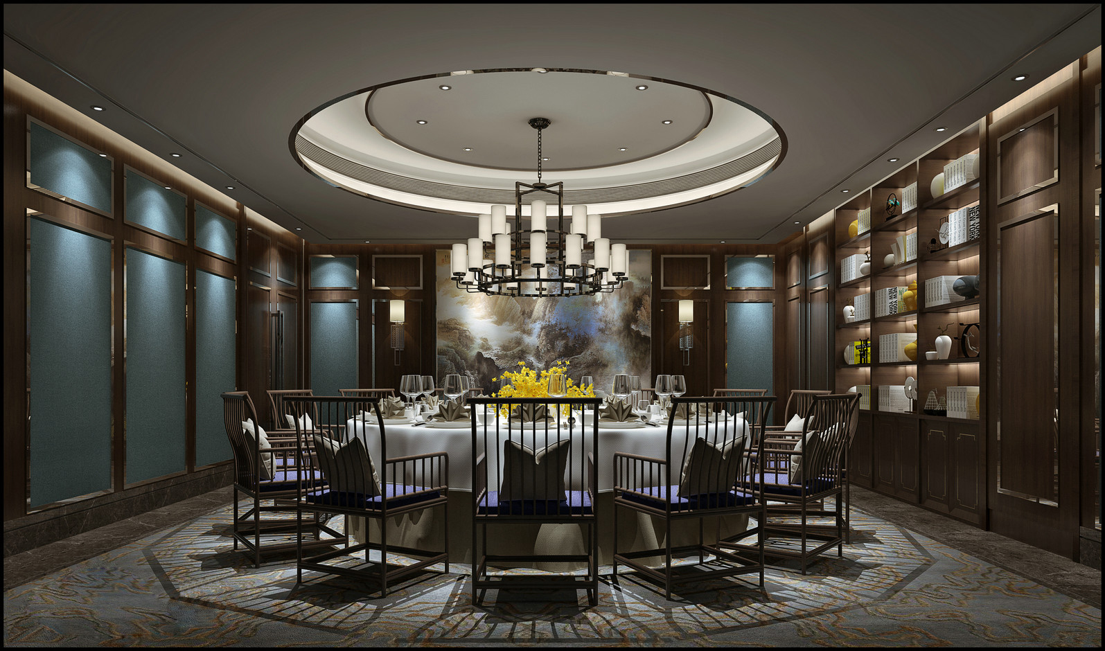 餐厅设计效果图中餐厅餐厅包间包房小吃店面馆工业主题餐厅-9-55