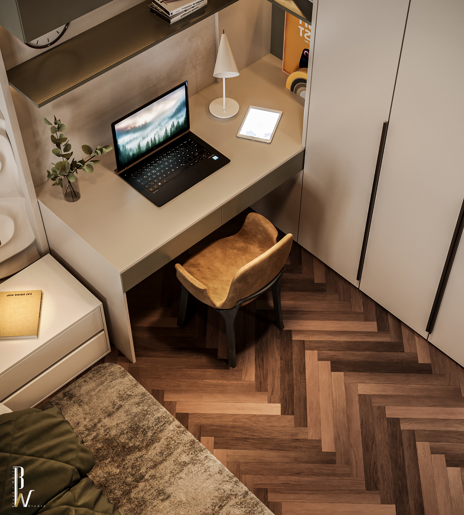 男孩卧室设计丨Black N White-16