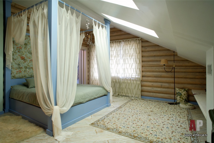 带圆形露台的木结构房屋室内设计-35