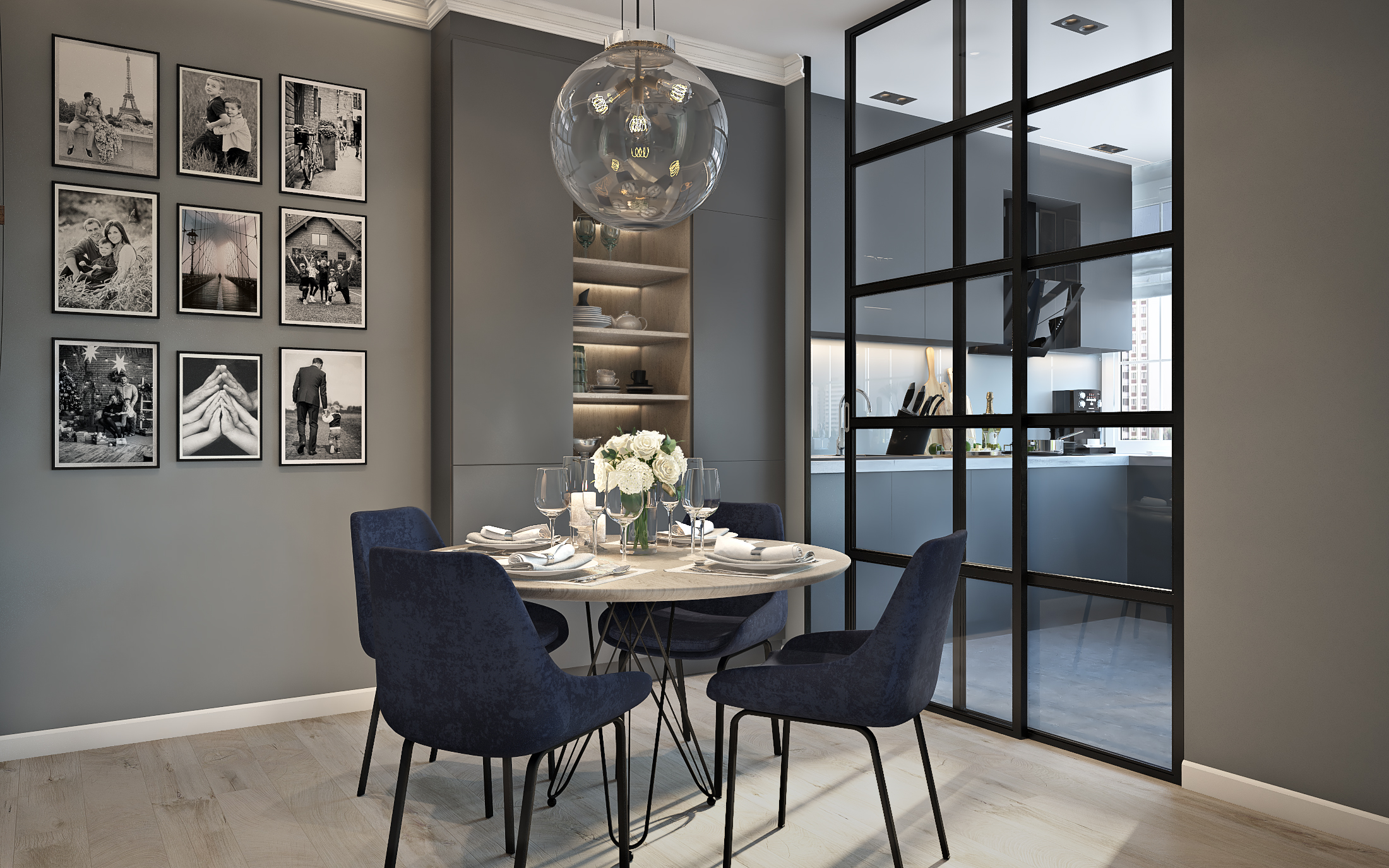 客厅餐厅设计丨Ирина Степанчук-0