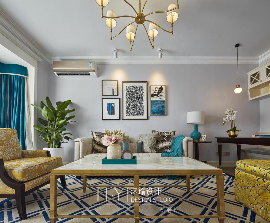 涵瑜设计丨平层书香独韵,盛世蓝颜-2
