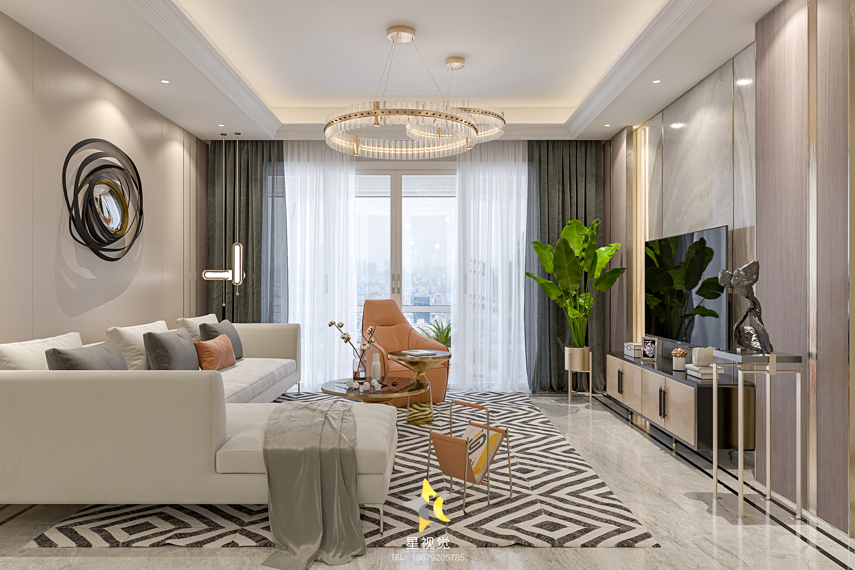 融合色彩的轻奢样板间-1