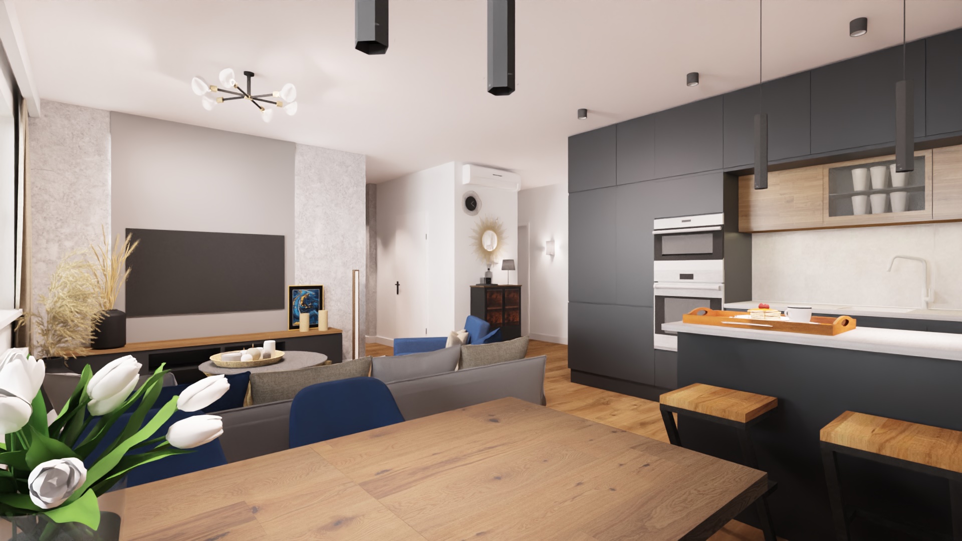 Interior design of 4 room apartment-8