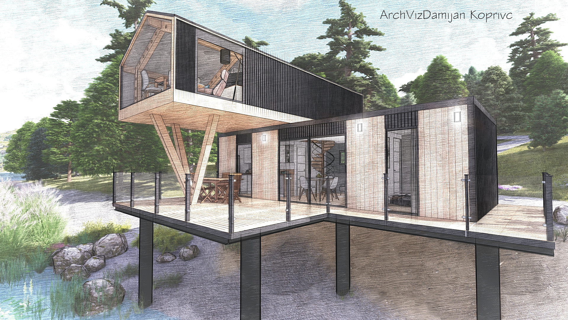 Combo K2 现代 2 层集装箱房-2