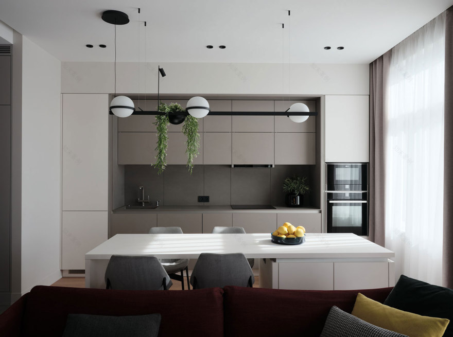 圣彼得堡 75 平米学生公寓 | 红色丝绒沙发成为亮点-4