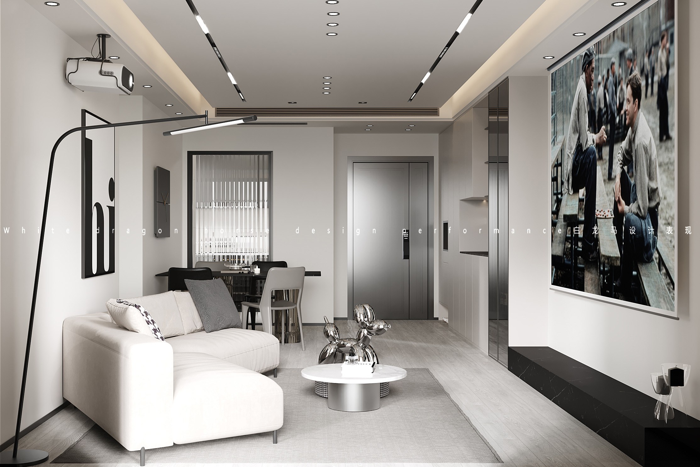 平层黑白灰案例——白龙马效果图-7