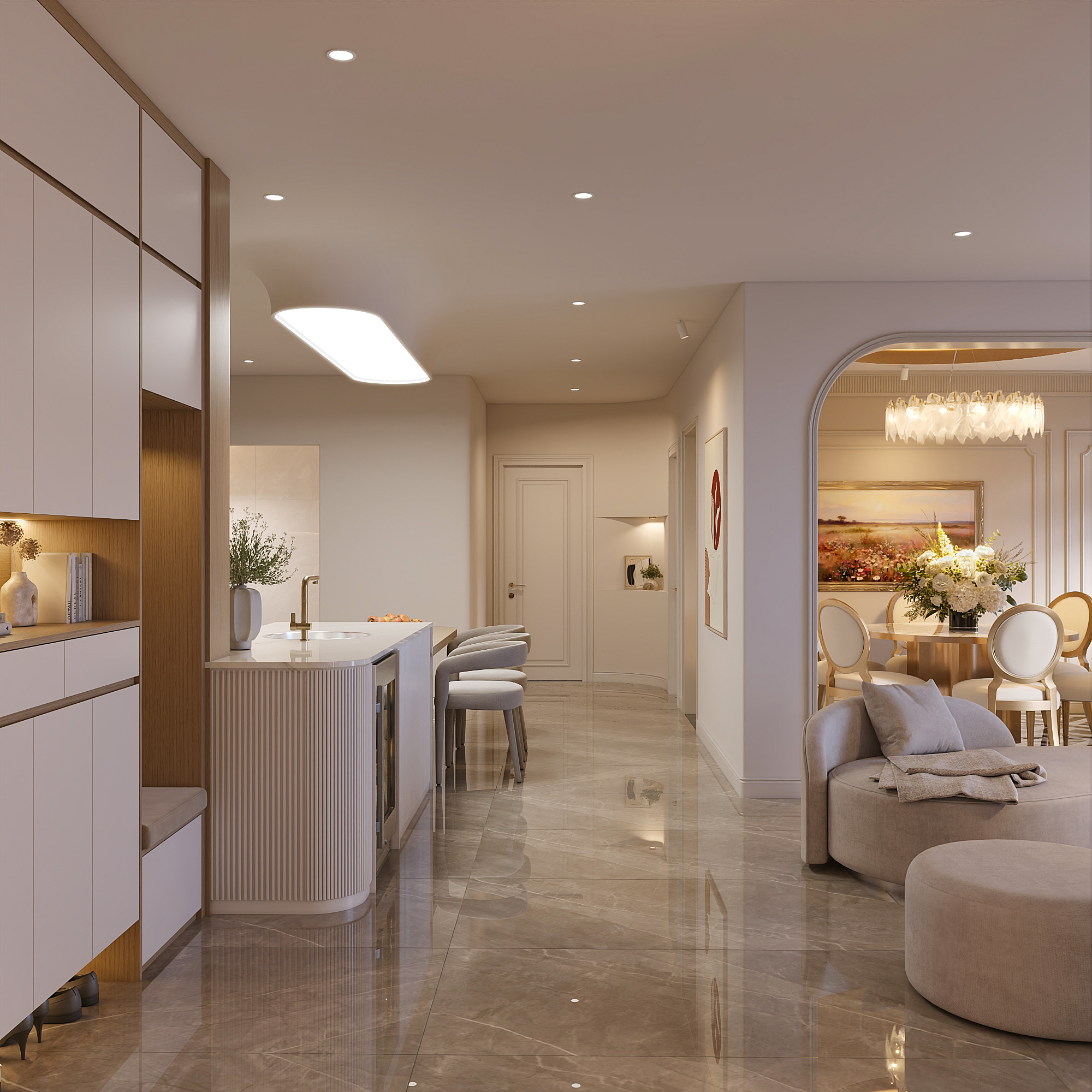 LIVING ROOM & KITCHEN - Mrs. Hoa Apartment-0