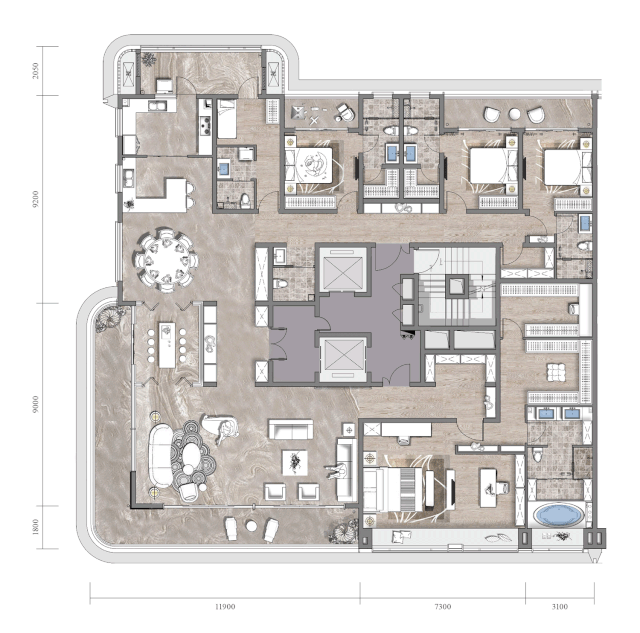 一层一户,创新“大平层”(230·760㎡多个面积段)-74