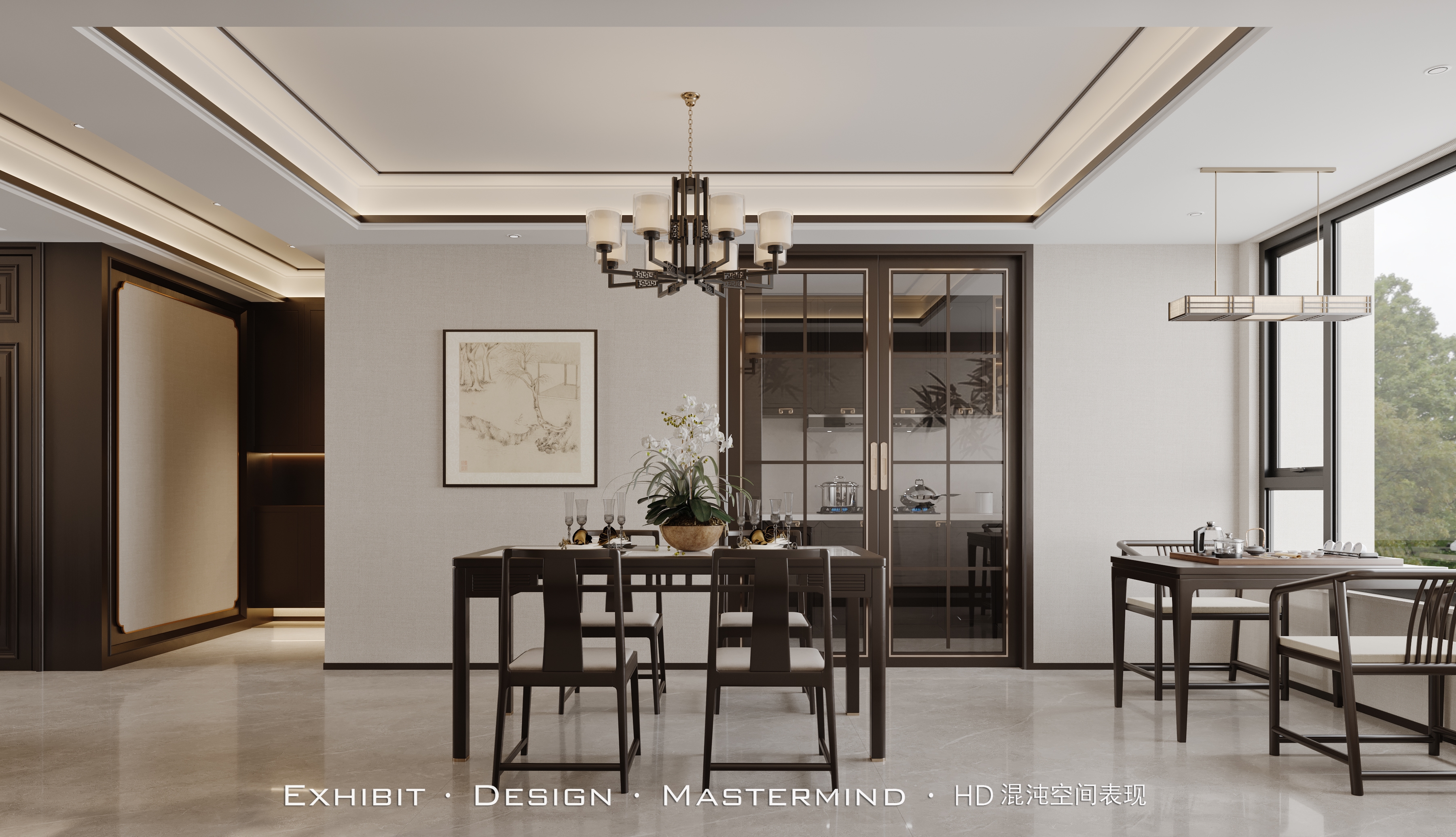 现代 新中式 平层客餐厅 X 混沌空间表现-3