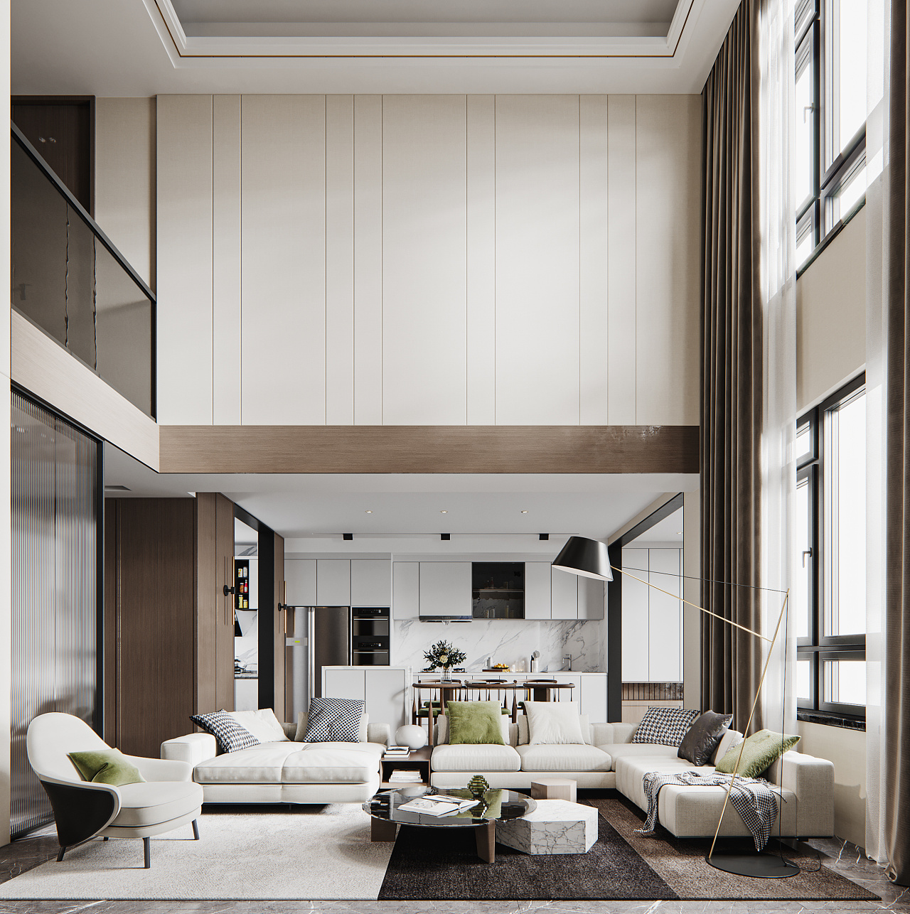 清新现代风格挑空客餐厅 | 绘感视觉设计效果展示-1