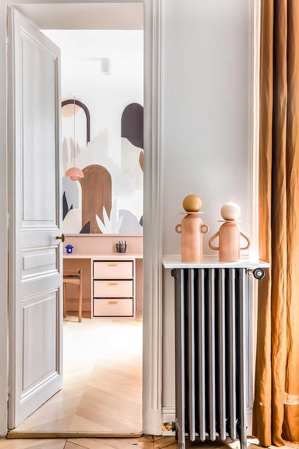 巴黎时尚公寓 | 弧形设计与色彩的完美结合-11