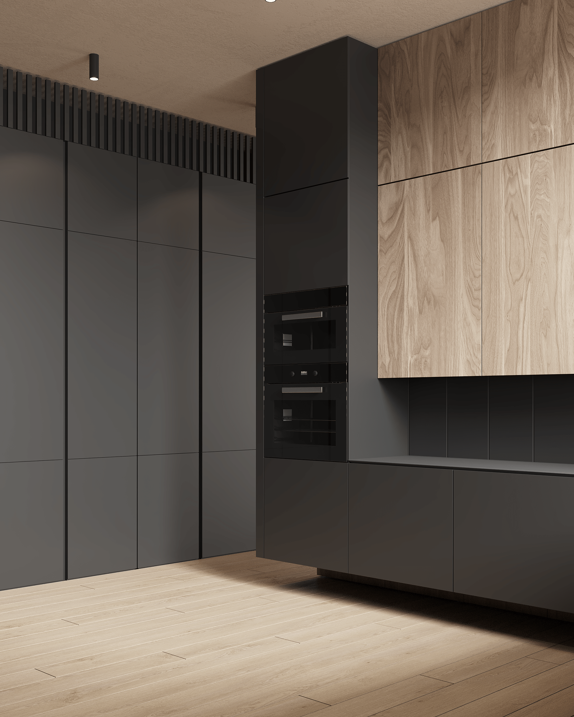 乌克兰知名设计工作室 Sergey Makhno 打造胡桃木高级灰极简空间-11