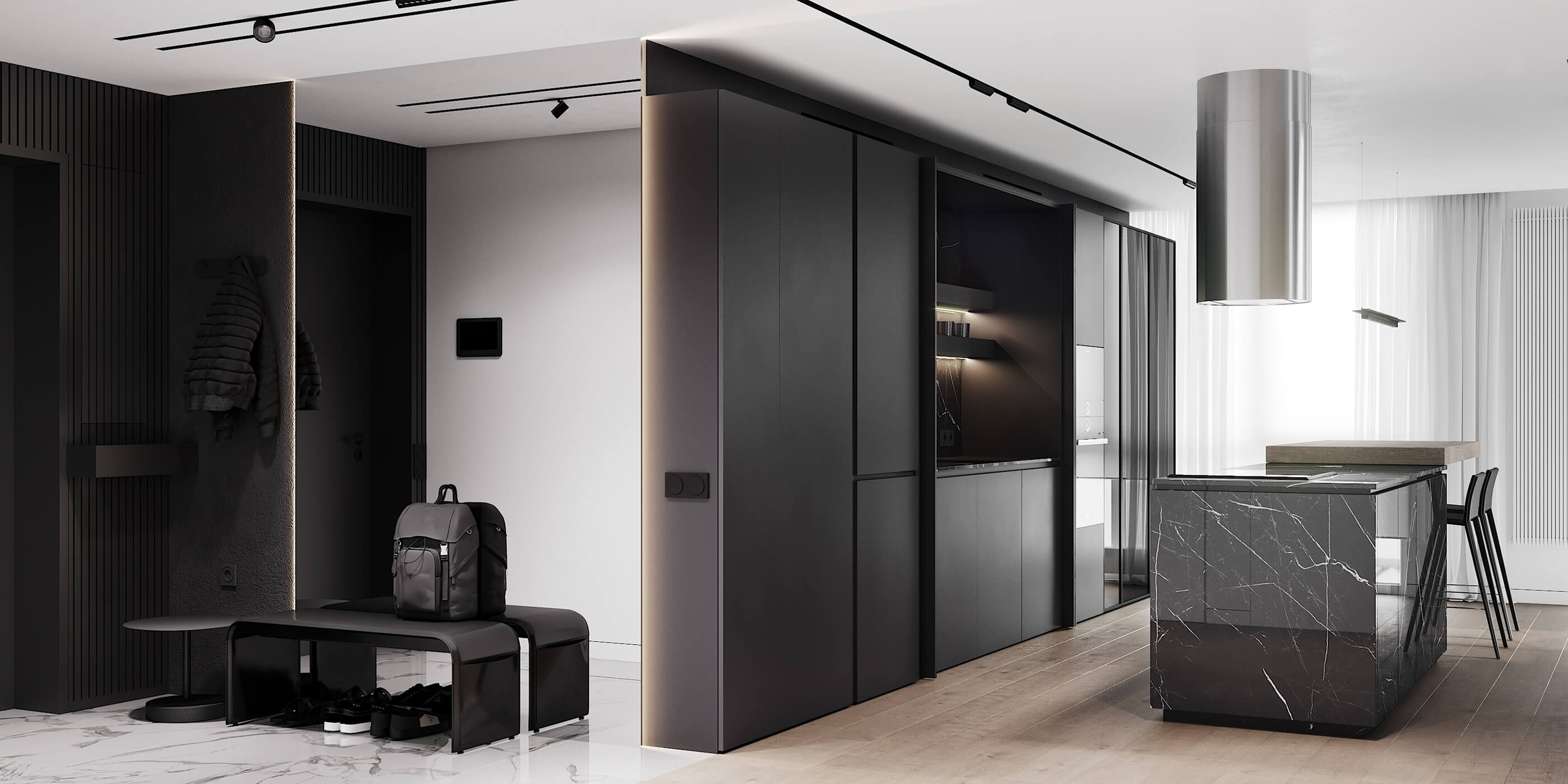 127㎡住宅设计，黑白灰+原木，超有魅力！-7