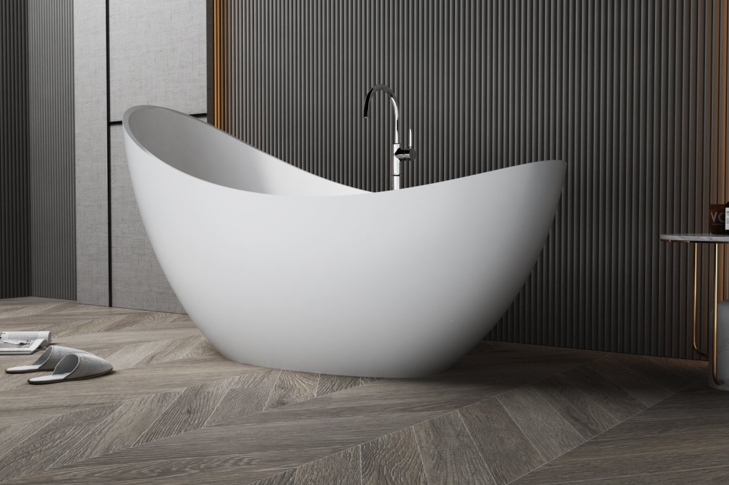 酒店高级感月亮型人造石浴缸-3