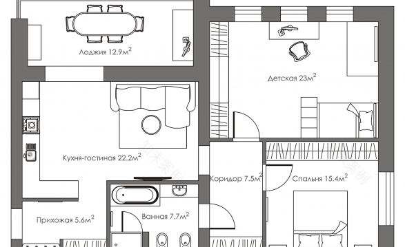 基洛夫市94·3平米公寓室内设计项目丨俄罗斯基洛夫-29