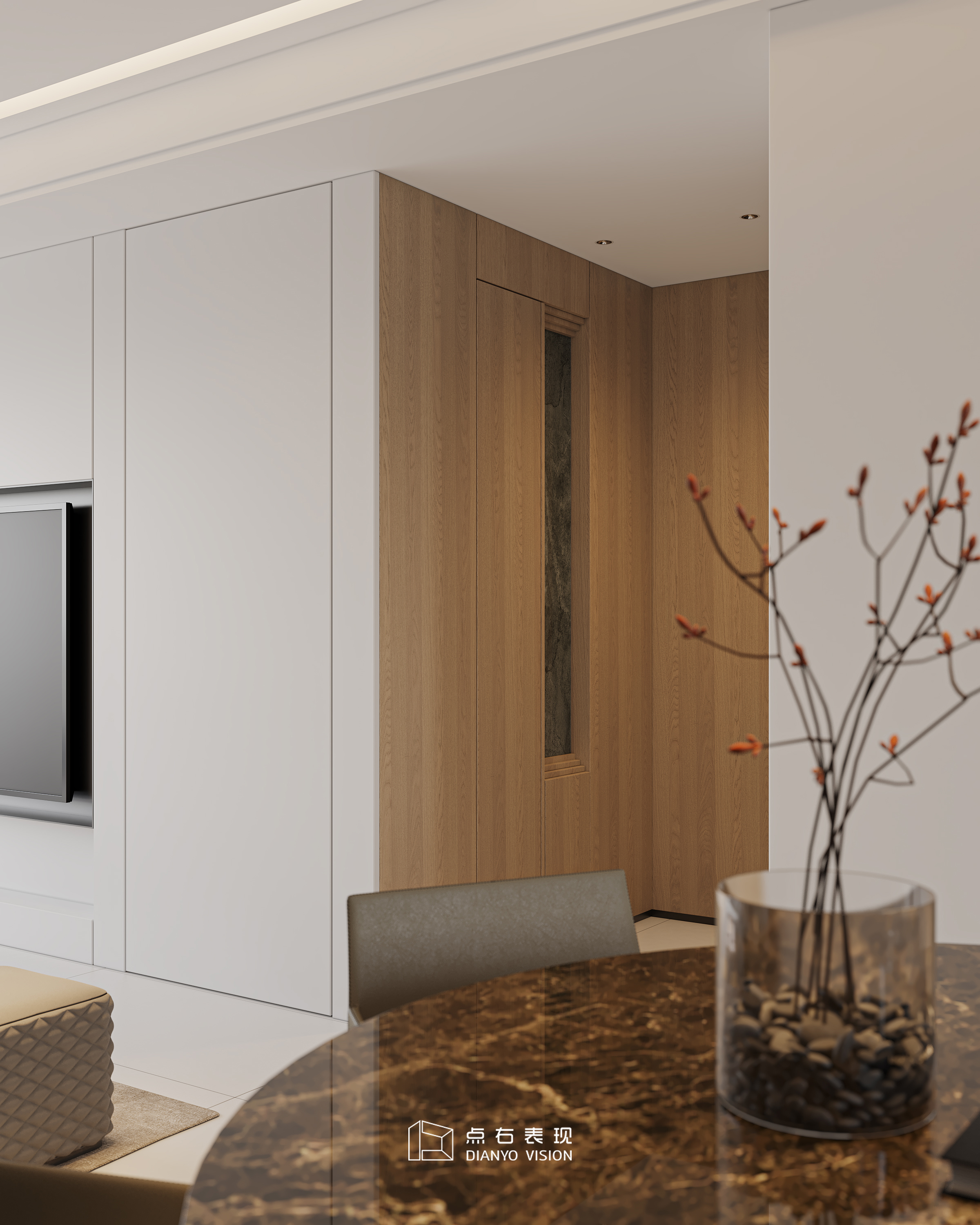 现代原木风格室内设计丨点右效果图表现-13