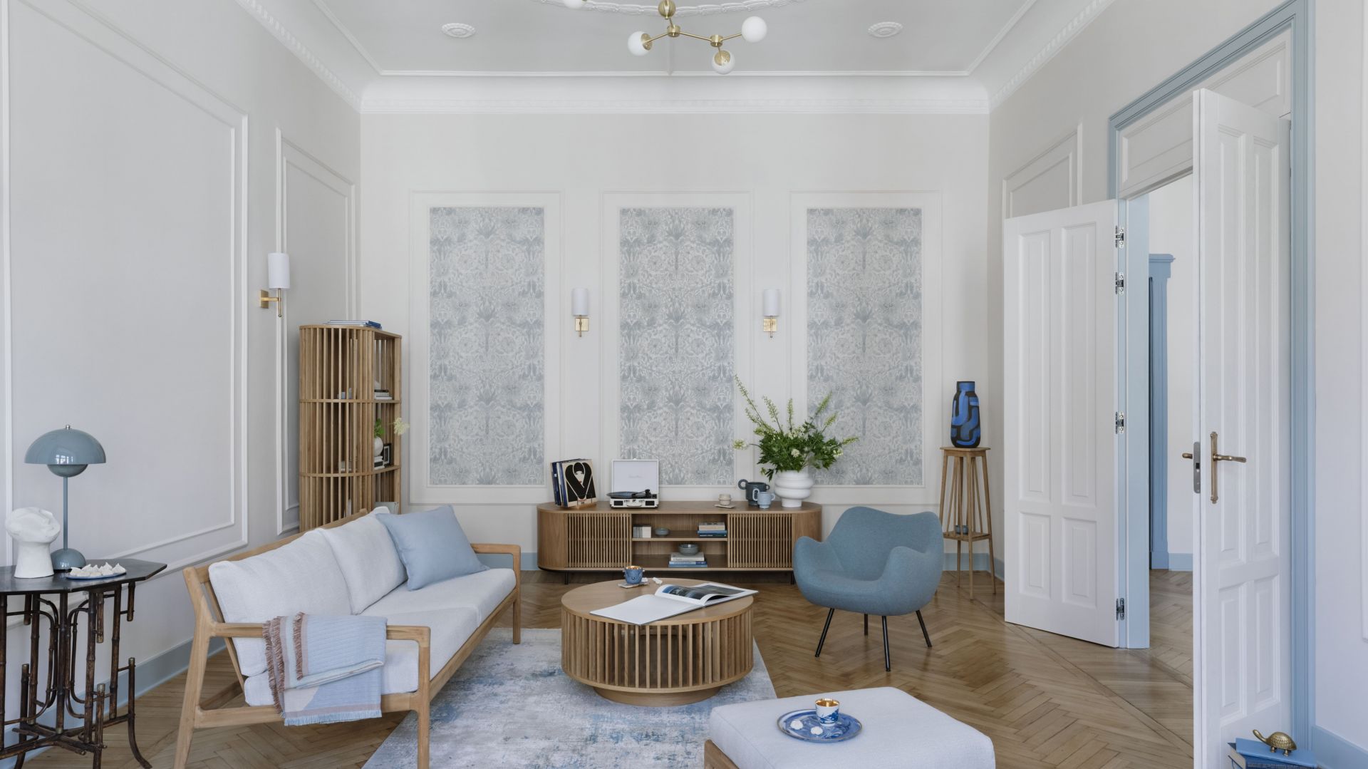 历史建筑中的蓝色调公寓室内设计丨波兰罗兹-1