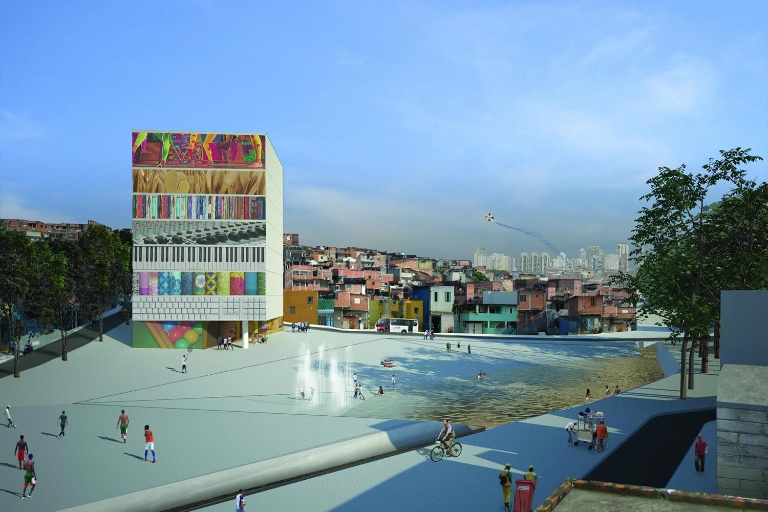 巴西圣保罗社区河流改造 | 绿色线性公园引领生活-2