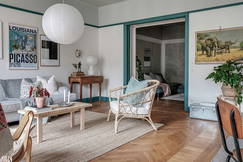 绿色调的斯堪的纳维亚公寓设计-10