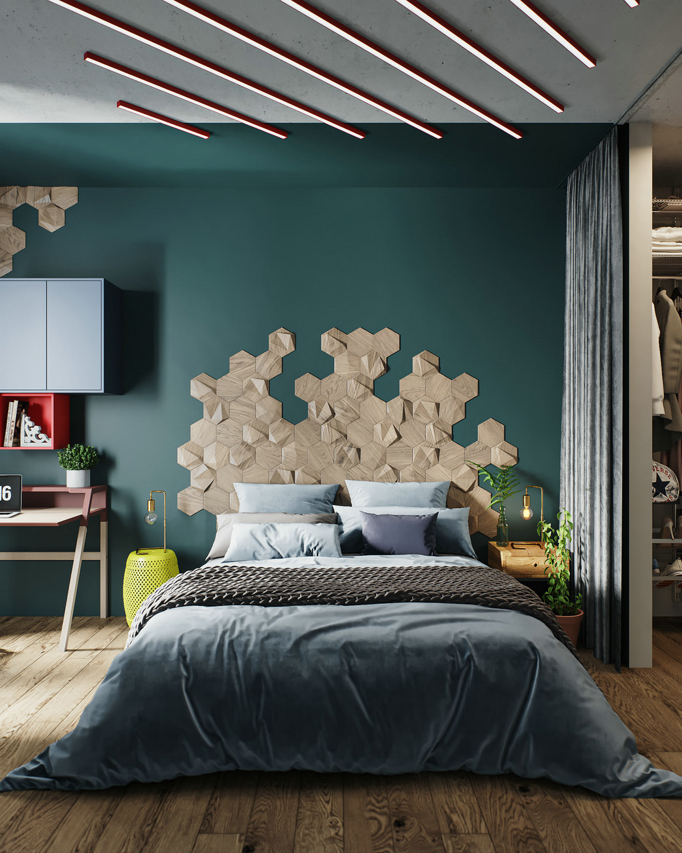 北欧风大胆用色，打造独特家居空间-16