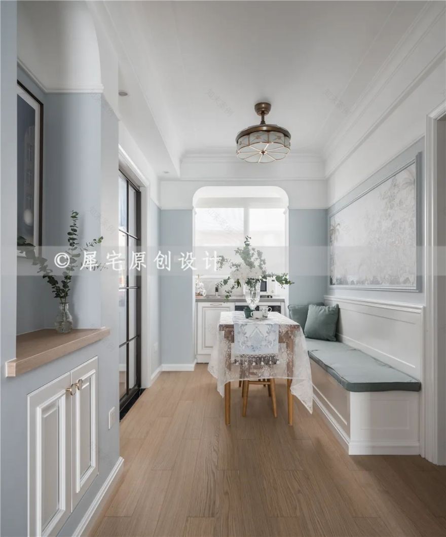 蓝白色调打造温馨美式风,70 平小宅变身多功能空间-42