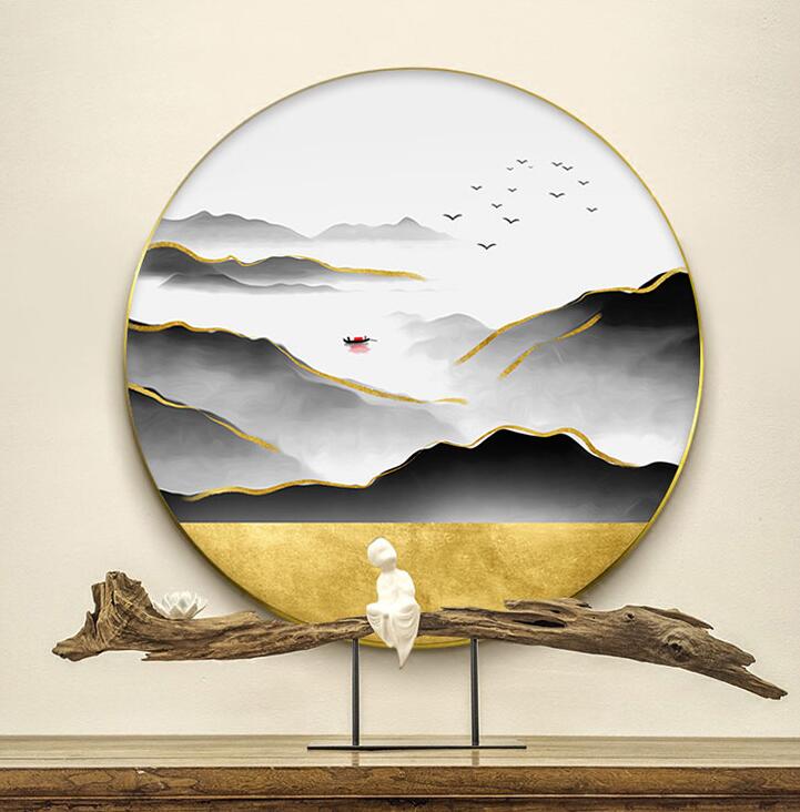 沙发背景墙装饰画玄关圆形画餐厅挂画-1