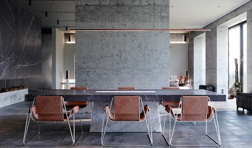 摩尔多瓦 175㎡灰黑石纹风 LOFT 公寓设计-6