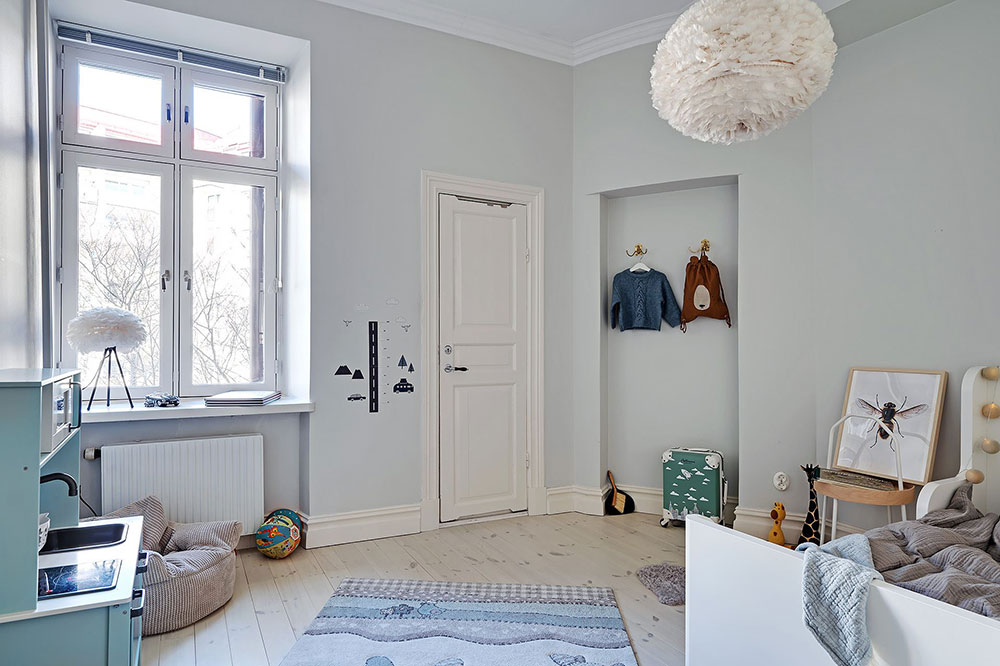 北欧风格公寓的彩色厨房设计-26