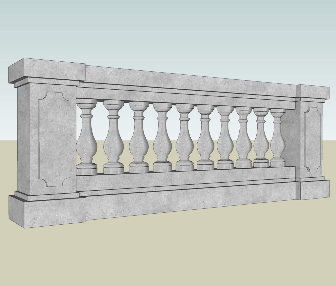 越南古建筑寺庙大门围墙栏杆Sketchup素材库-7