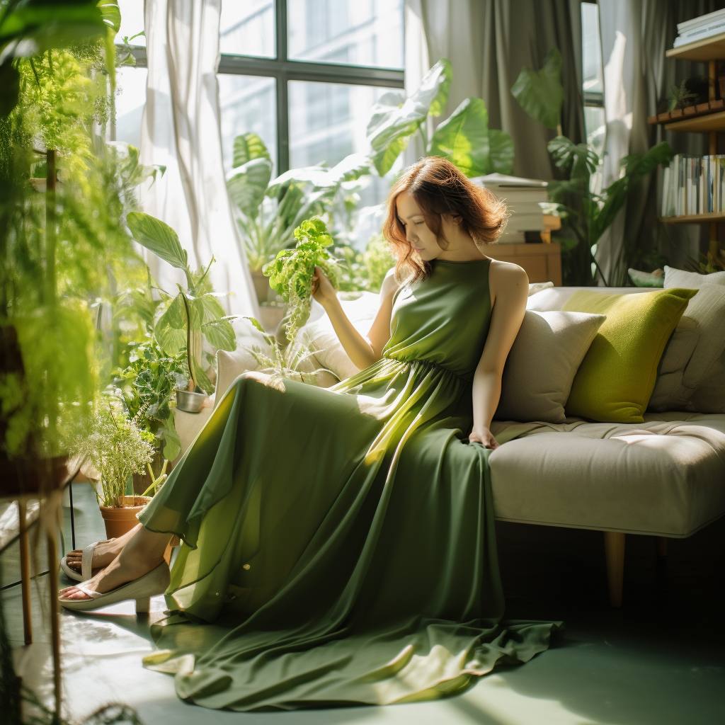 绿色沙发模特-8