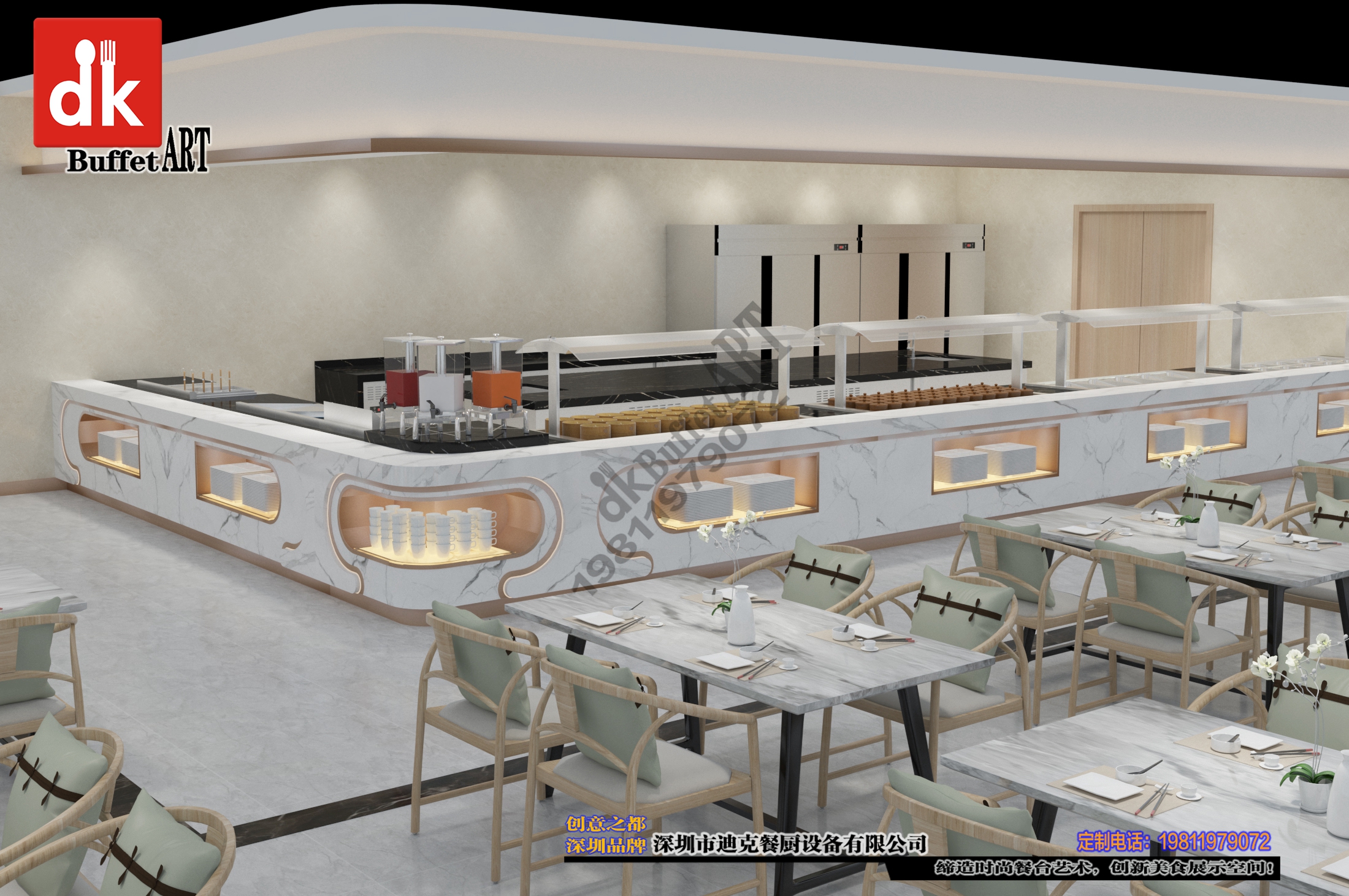 社区食堂餐厅自助餐台设计图-2