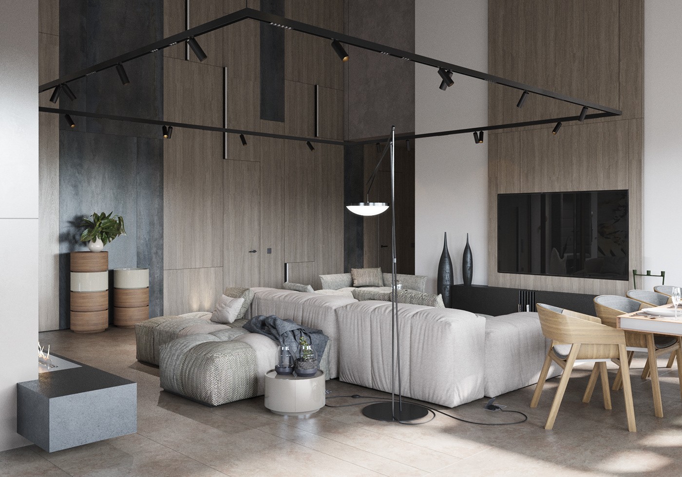 莫斯科中性单色调乡间别墅-0