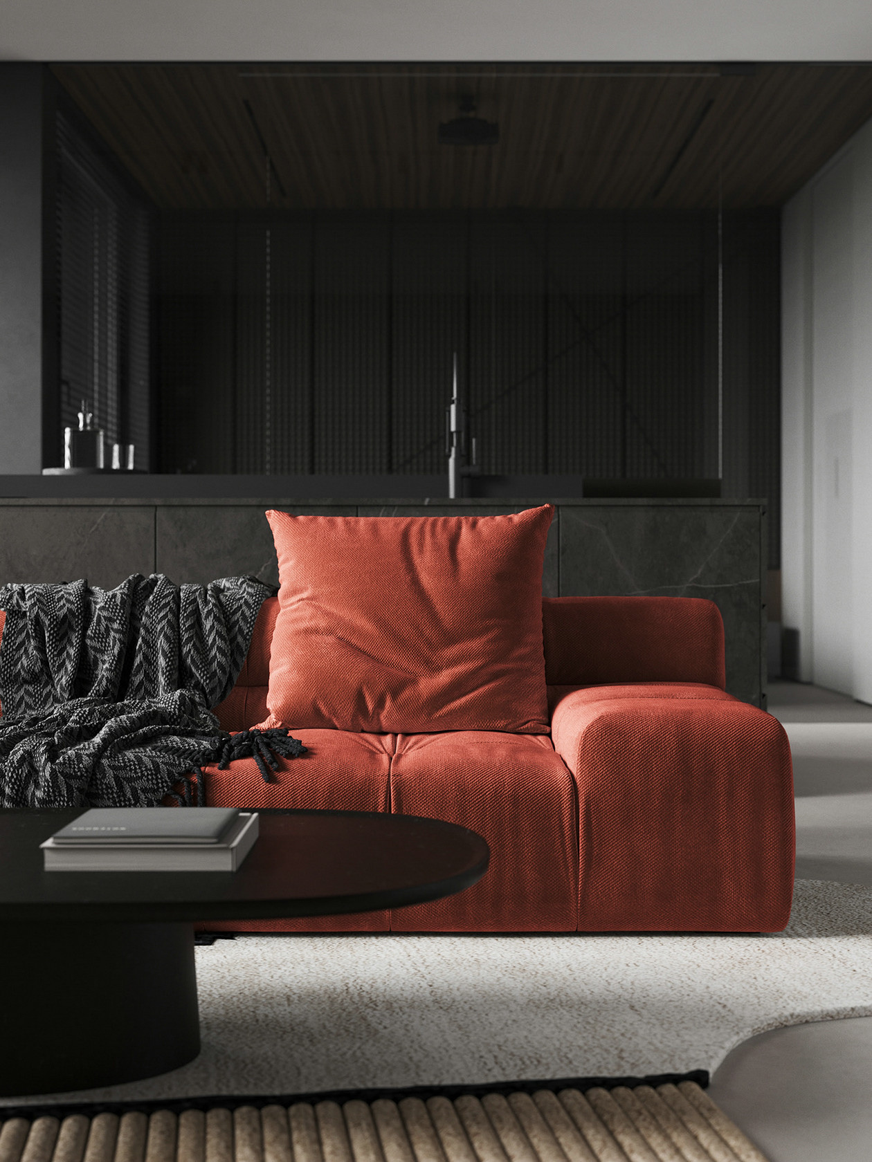 92㎡高级黑+红色 冬季飞舞的色彩-6