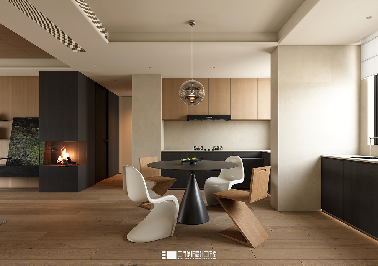 新作  143m² • 黑白木质调,极简明净丨三行集作设计工作室-30