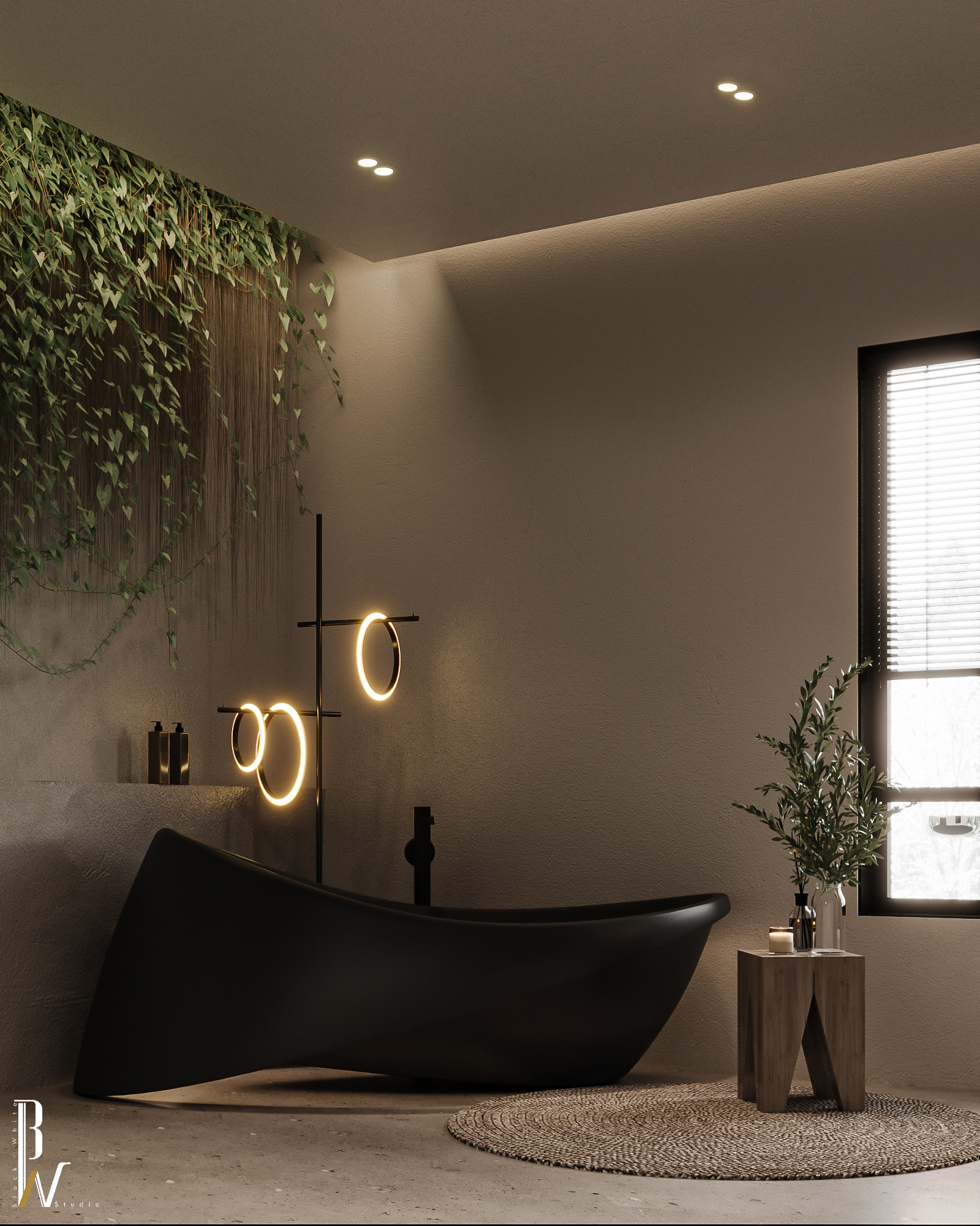 Modern 风格浴室设计丨阿联酋丨Black N White-11