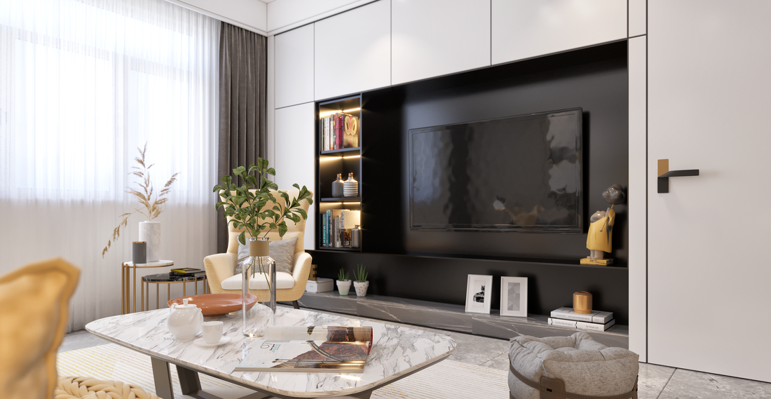 128m²现代简约暖色系-4