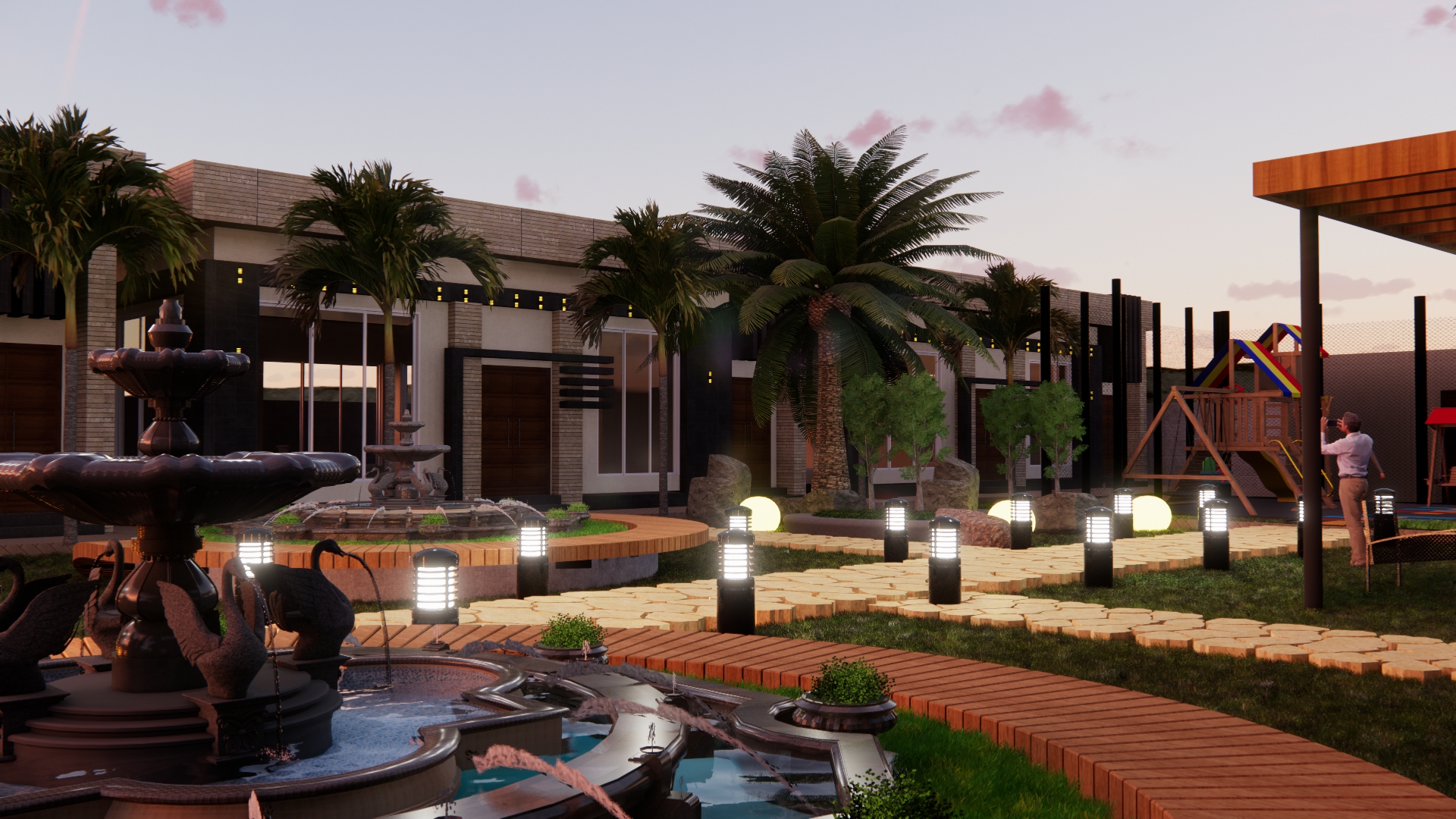 تصميم لميني كمبوند بالسعوديه مباني ولانداسكيب-7