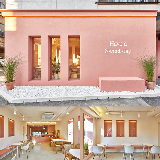 13 坪水原咖啡厅，粉红外观点亮空间设计-1