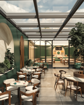 Rooftop cafe interior design
