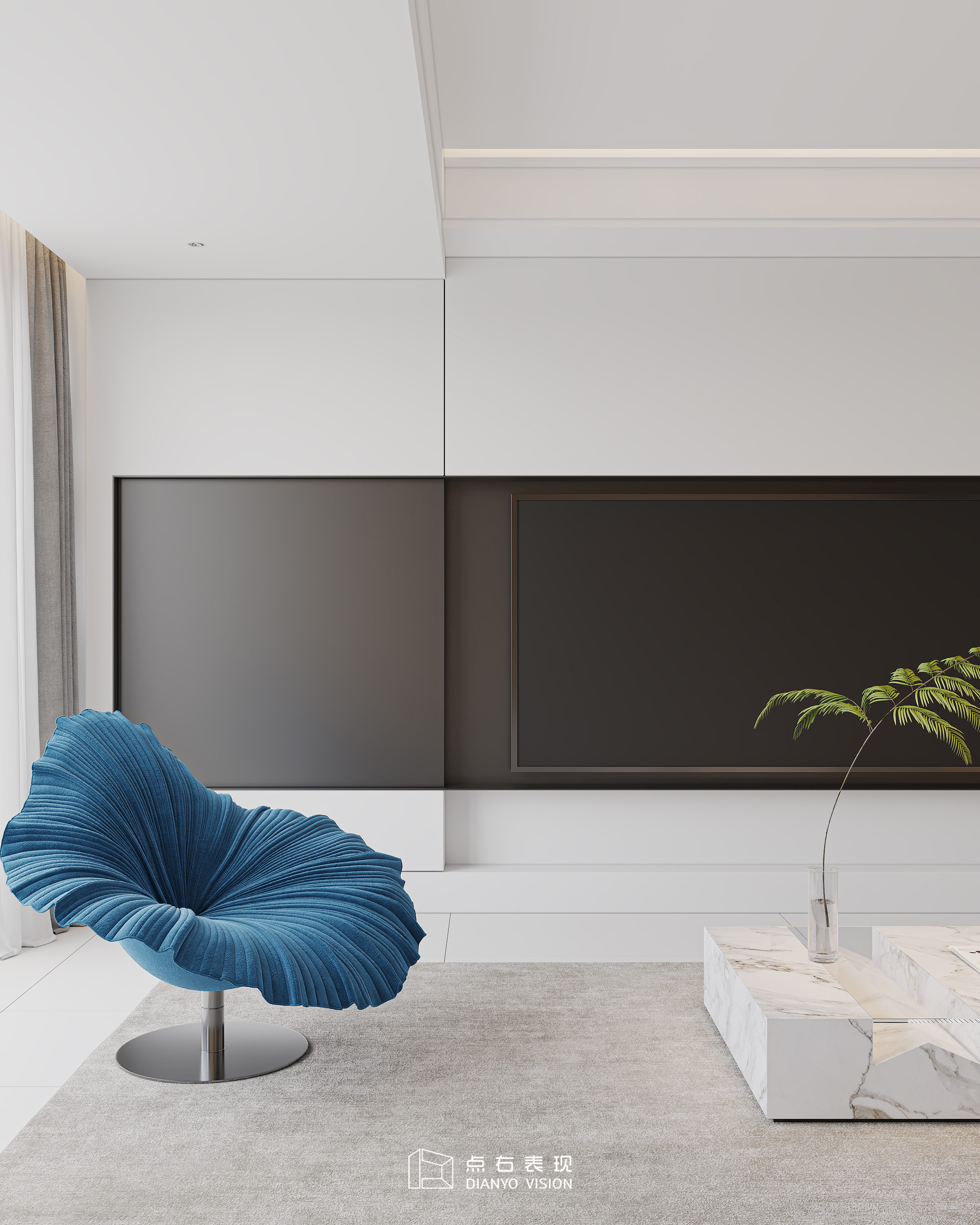 现代原木风格室内设计丨点右效果图表现-5