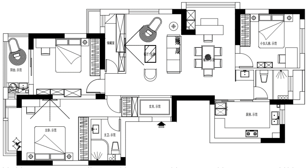 三堡南苑 126㎡现代风格家居设计丨浙江南鸿装饰-13