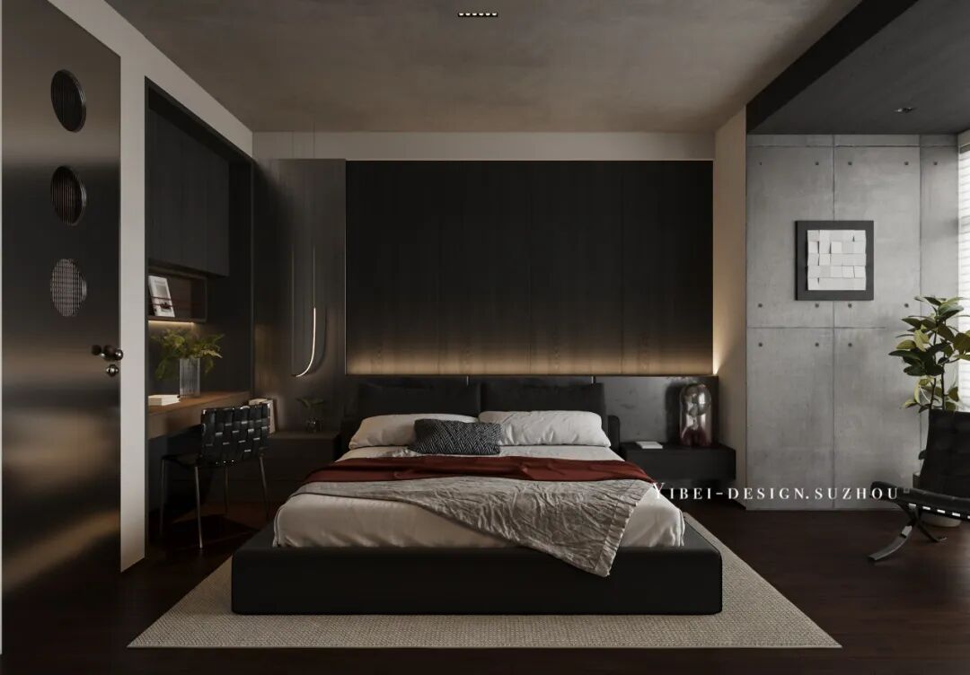 当暗黑空间拥抱粉色大理石丨家装设计丨YIBEI DESIGN SUZHOU-13