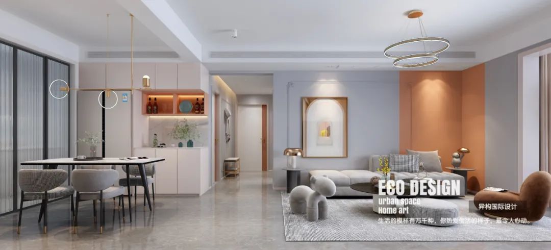 暖色调轻奢空间 | 西安亿润花园三室两厅设计案例-3