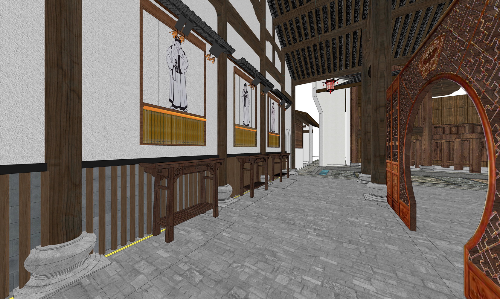 举人祠祠堂SU模型-6