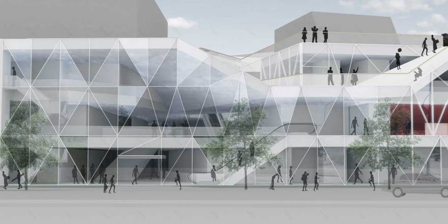 多功能大厅设计,融入城市景观,打造自然地形空间-9