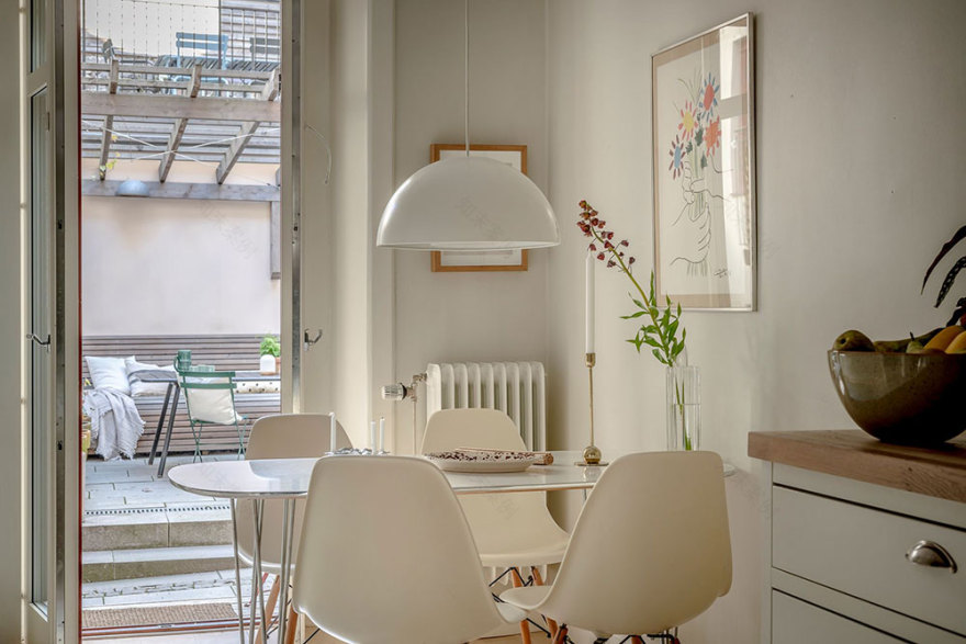 瑞典 84 平米粉色餐厅公寓设计-24