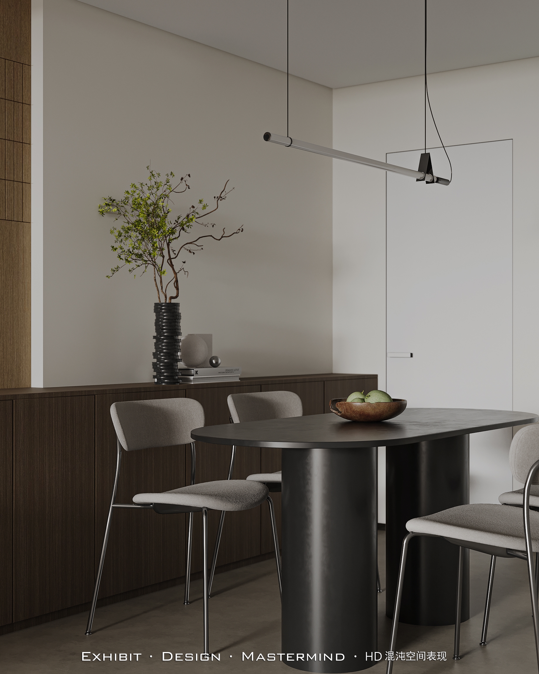 现代 极简风 平层客餐厅X 混沌空间表现-4