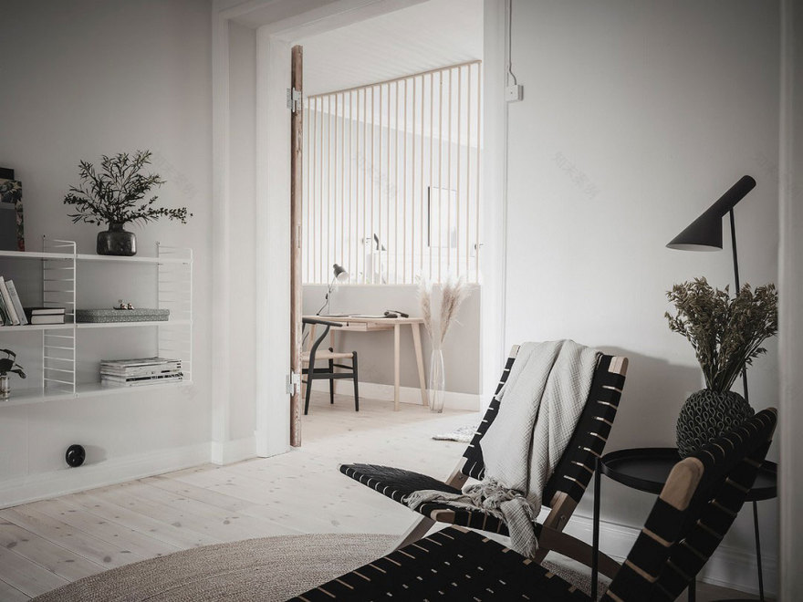 瑞典灰色调公寓,厨房卧室分区设计-20