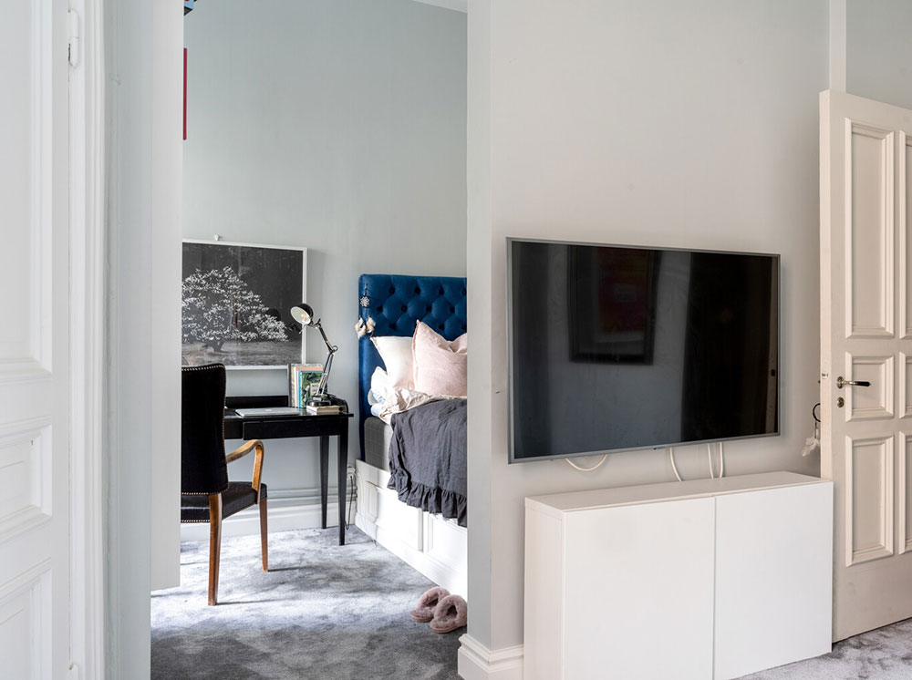 斯德哥尔摩公寓优雅图书馆设计-26